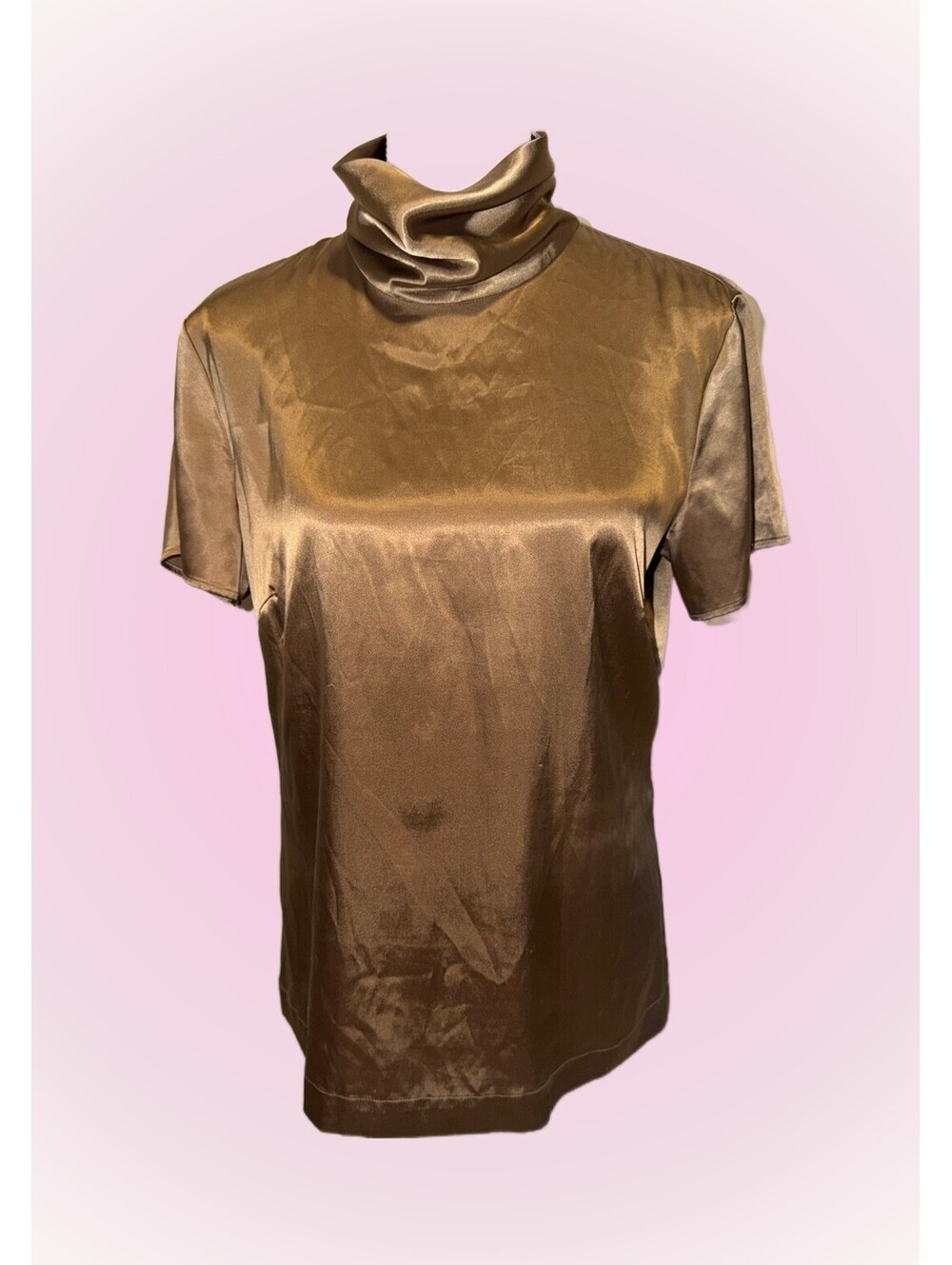 Womens Chico's Size 1 (8/10) Medium Gold Smooth Short Sleeve Top